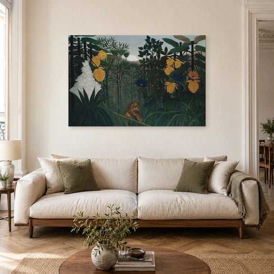 Tableau Le Repas du lion – Henri Rousseau dans un salon - Art Virtuoso
