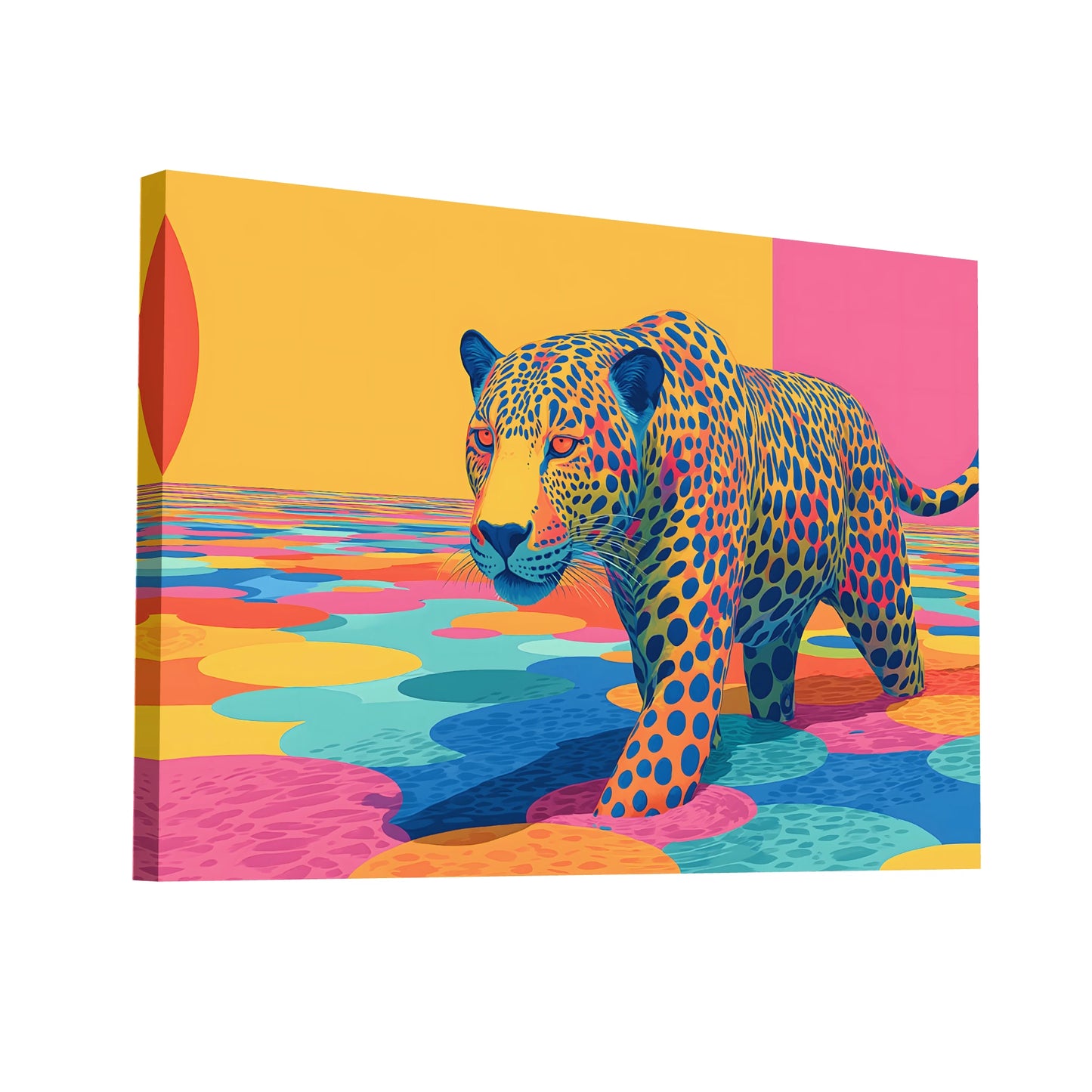 Product Hero 3D WebP Tableau Léopard Design : Vision Kaléidoscope - Art Virtuoso