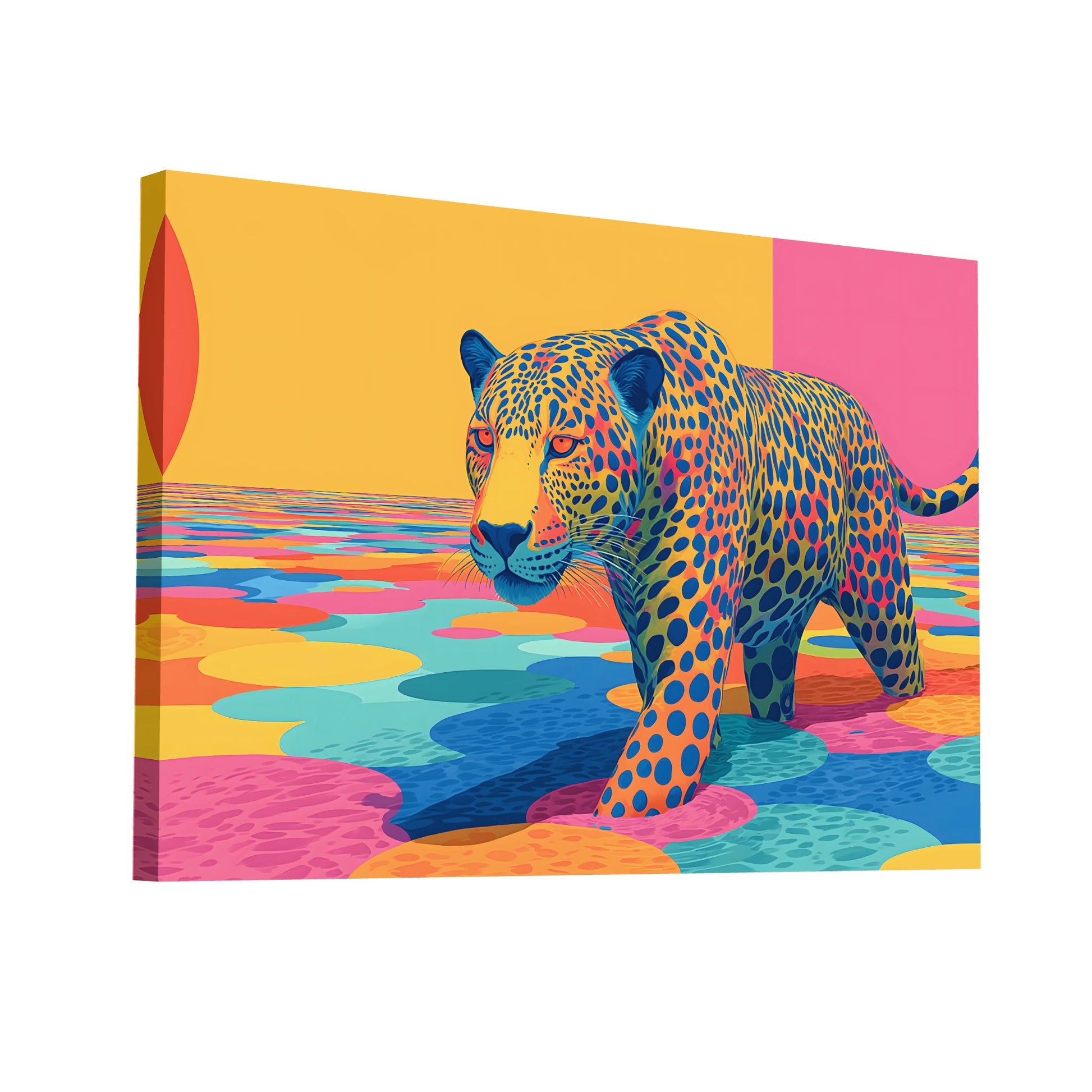 Product Hero 3D WebP Tableau Léopard Design : Vision Kaléidoscope - Art Virtuoso