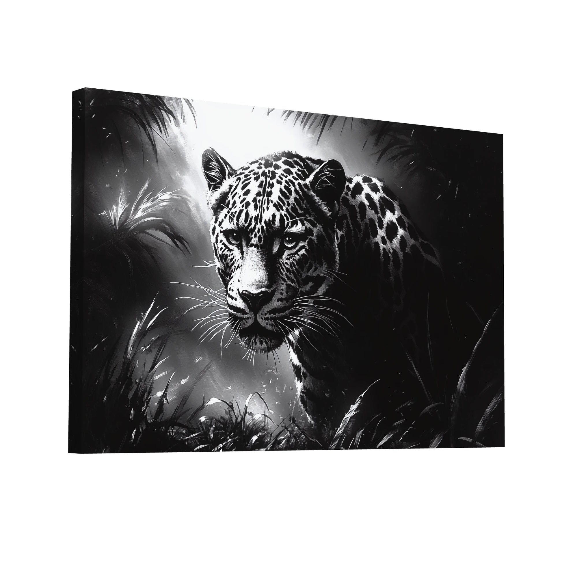 Product Hero 3D WebP Tableau Léopard Noir et Blanc - Art Virtuoso