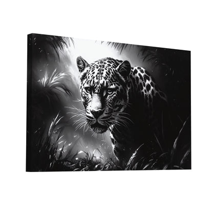 Product Hero 3D WebP Tableau Léopard Noir et Blanc - Art Virtuoso