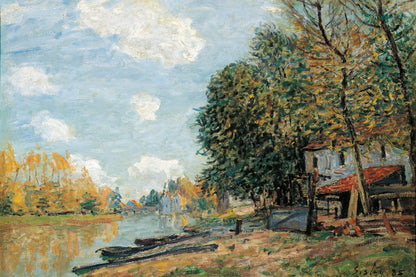 Les Bords du Loing à Moret, reproduction impressionniste – toile format L