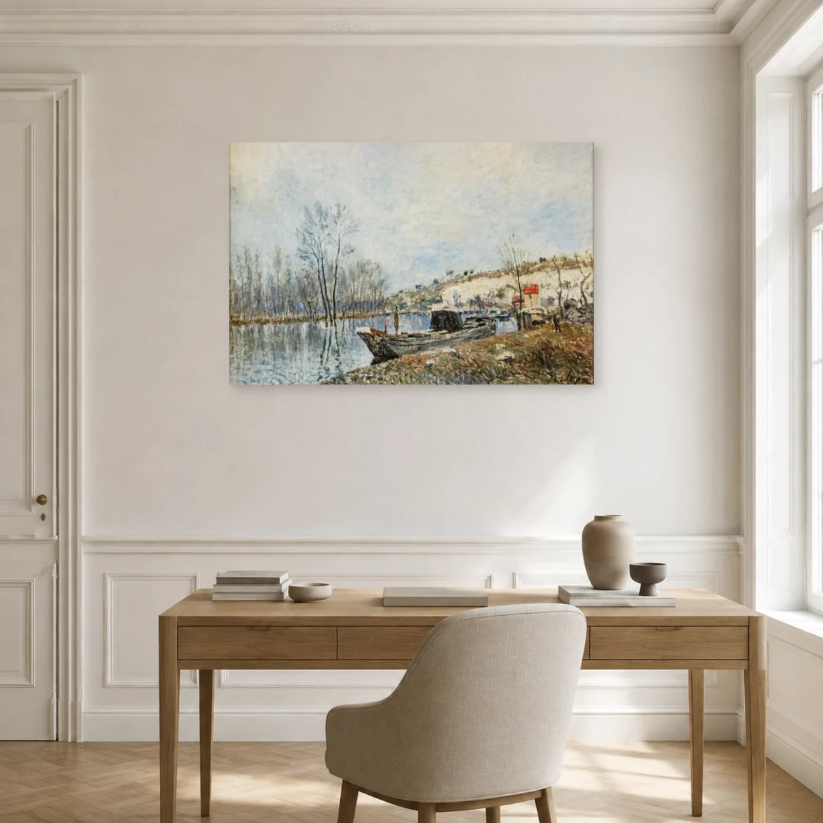 Tableau Les Bords du Loing vers Moret – Alfred Sisley dans un bureau - Art Virtuoso