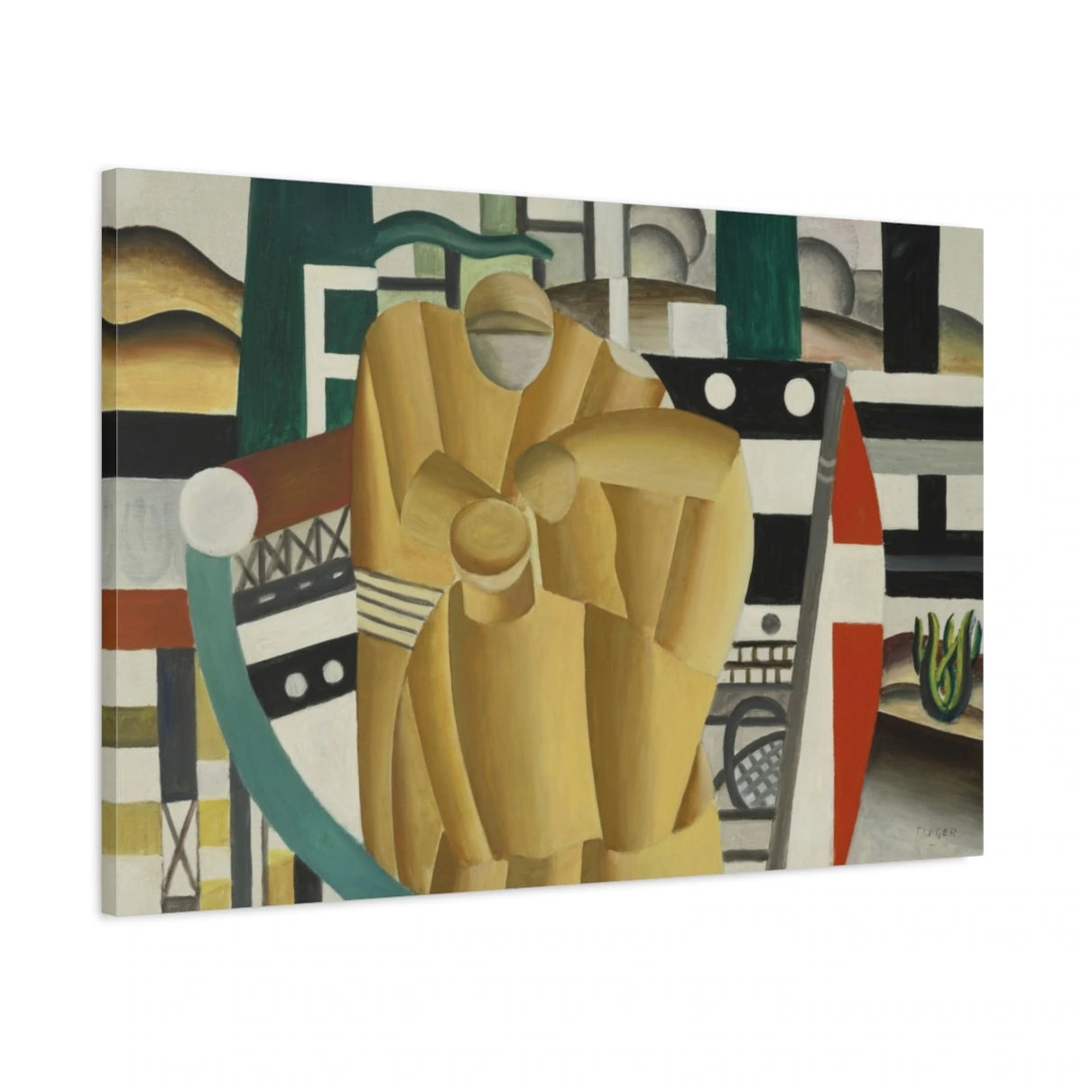 Tableau Les Deux Pêcheurs – Fernand Léger vue de profil, toile 3D avec bords imprimés