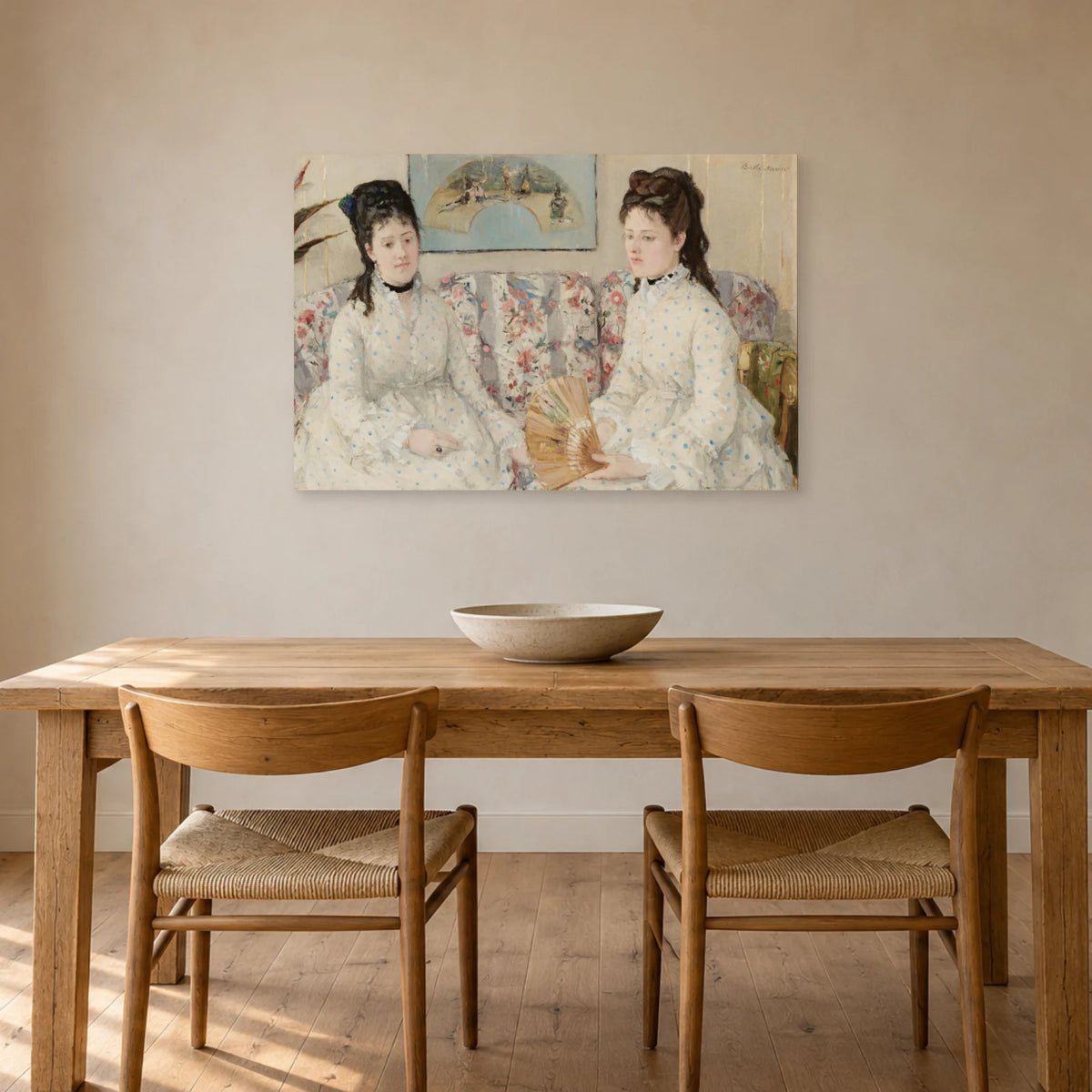 Tableau Les Deux Sœurs de Berthe Morisot dans une salle à manger - Art Virtuoso
