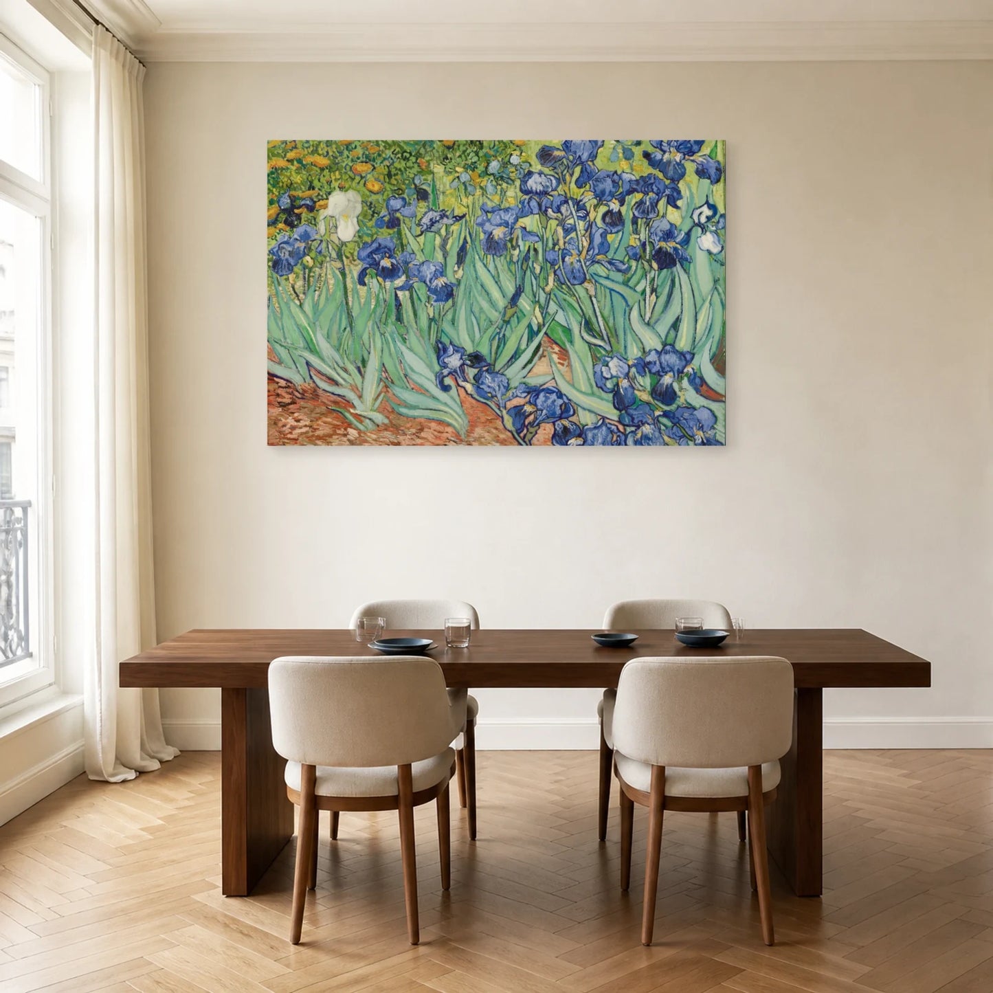 Tableau Les Iris – Vincent van Gogh dans une salle à manger - Art Virtuoso
