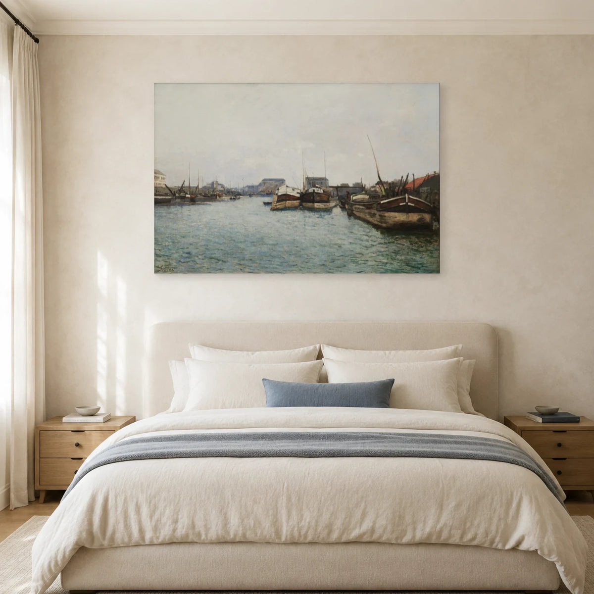 Tableau Les Péniches – Alfred Sisley dans une chambre - Art Virtuoso