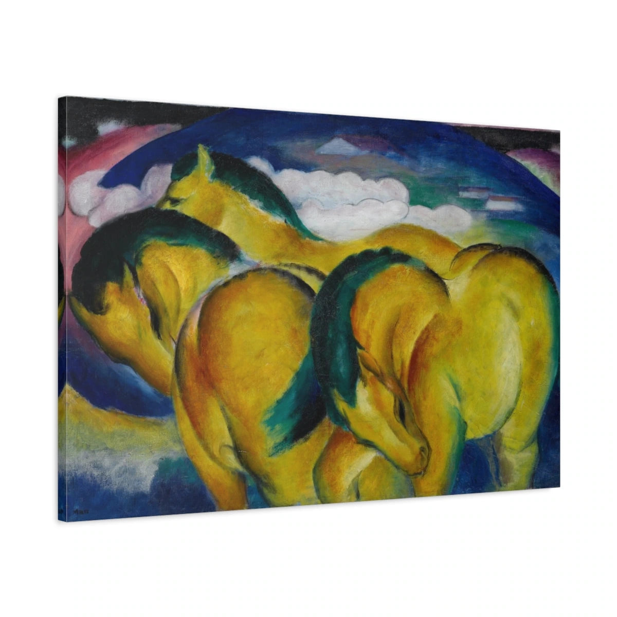 Tableau Les Petits Chevaux jaunes – Franz Marc - toile 3D avec bords imprimés - Art Virtuoso