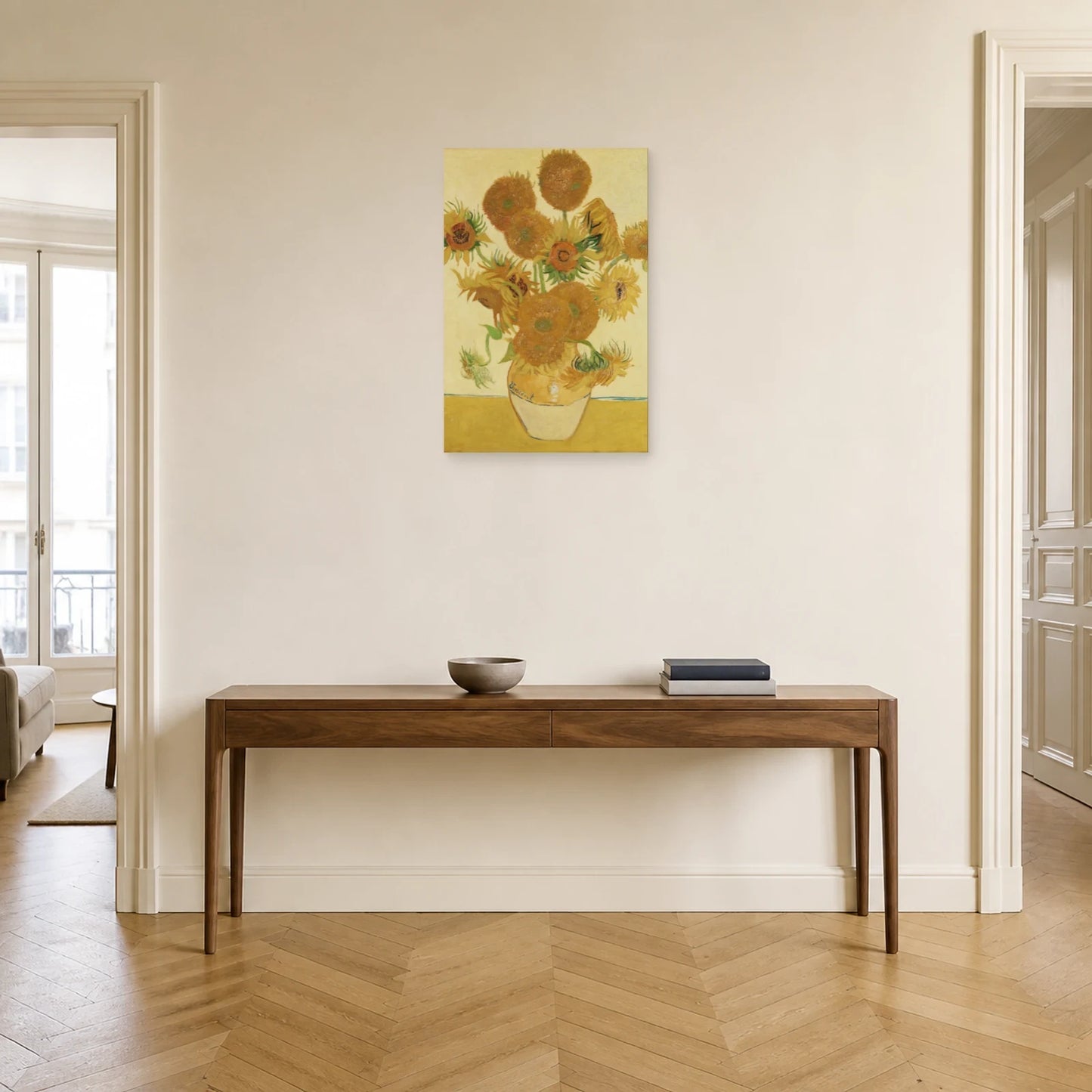 Tableau Les Tournesols – Vincent van Gogh dans une entrée ou un couloir - Art Virtuoso