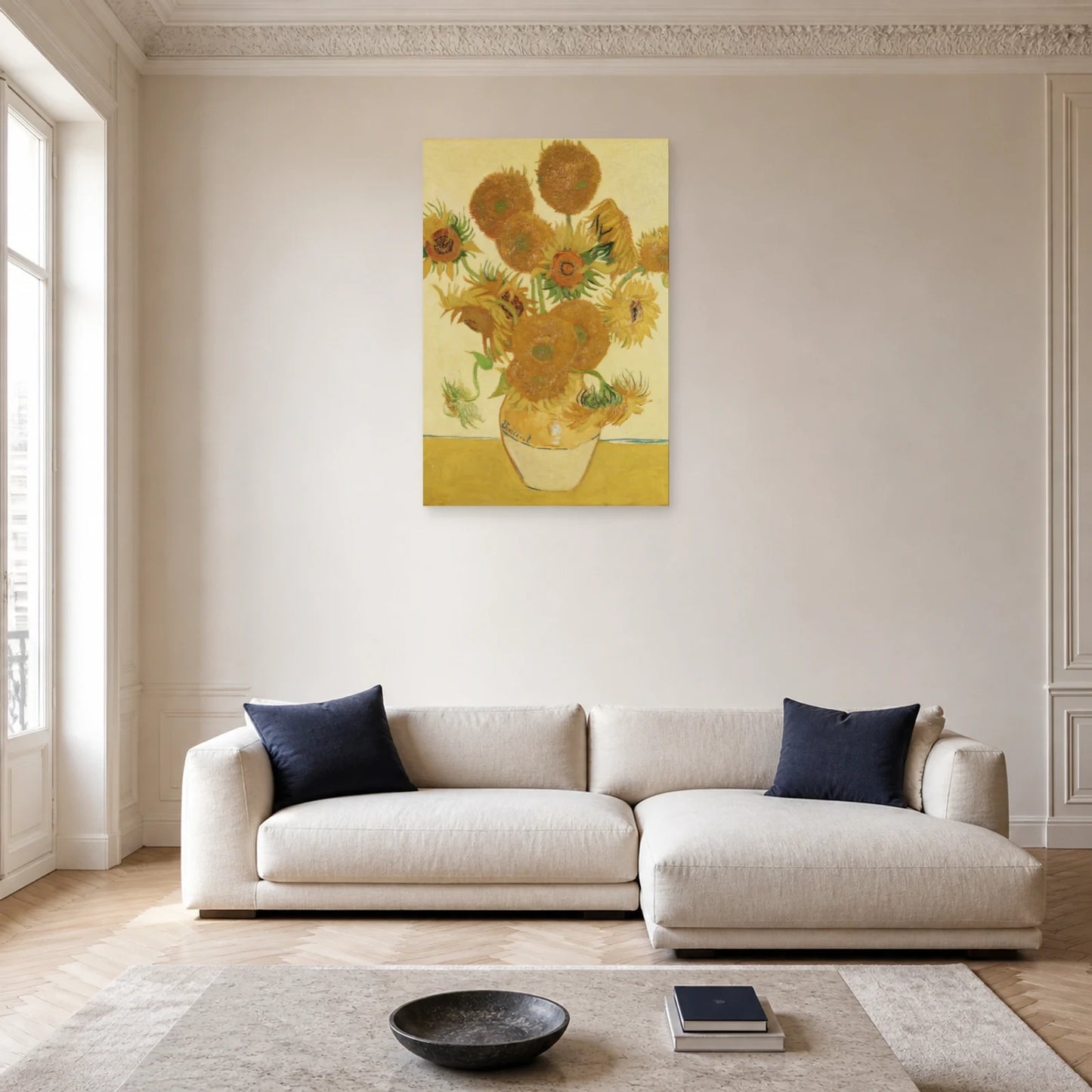 Tableau Les Tournesols – Vincent van Gogh dans un salon - Art Virtuoso