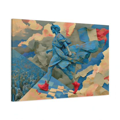 Vue 3D de côté du tableau Marianne moderne en baskets rouges