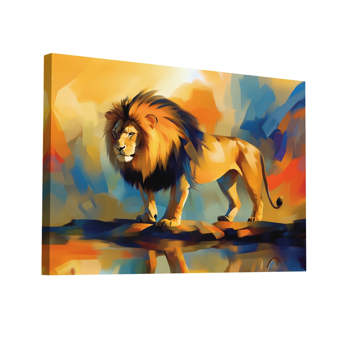 Product Hero 3D WebP Tableau Lion Couleur - Majesté du Crépuscule - Art Virtuoso