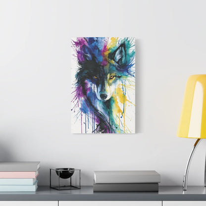 Tableau Loup Aquarelle Multicolore - Âme Sauvage - intégration salon scandinave