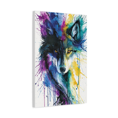 Tableau Loup Aquarelle Multicolore - Âme Sauvage - ambiance chambre adolescent
