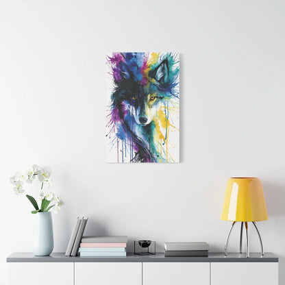 Tableau Loup Aquarelle Multicolore - Âme Sauvage - décor pièce à vivre lumineuse
