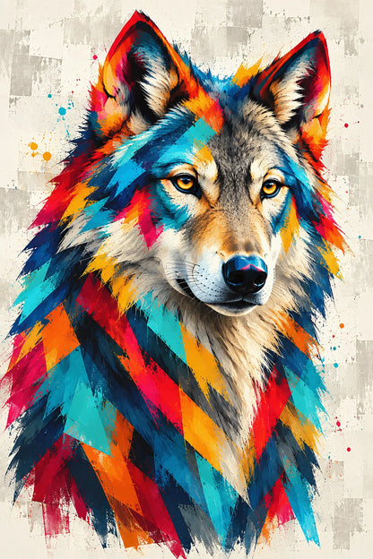 Tableau Loup Pop Art Eclats Colores - impression sur toile, format S