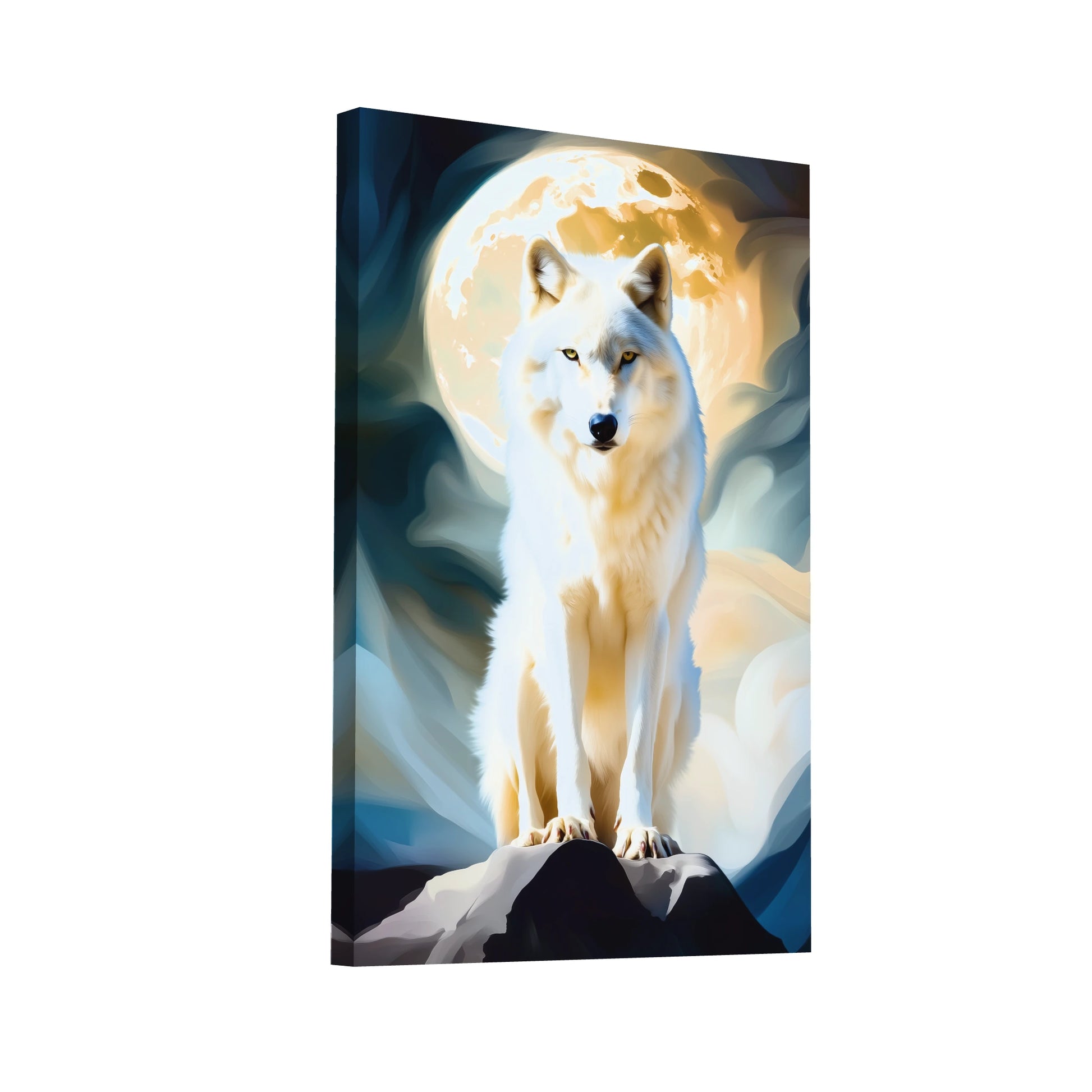 Product Hero 3D WebP Tableau Loup Lunaire - Gardien de la Nuit - Art Virtuoso