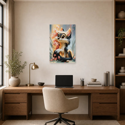 Mockup WebP Tableau Louveteau Seul Mignon Chambre Enfant dans un bureau - Art Virtuoso