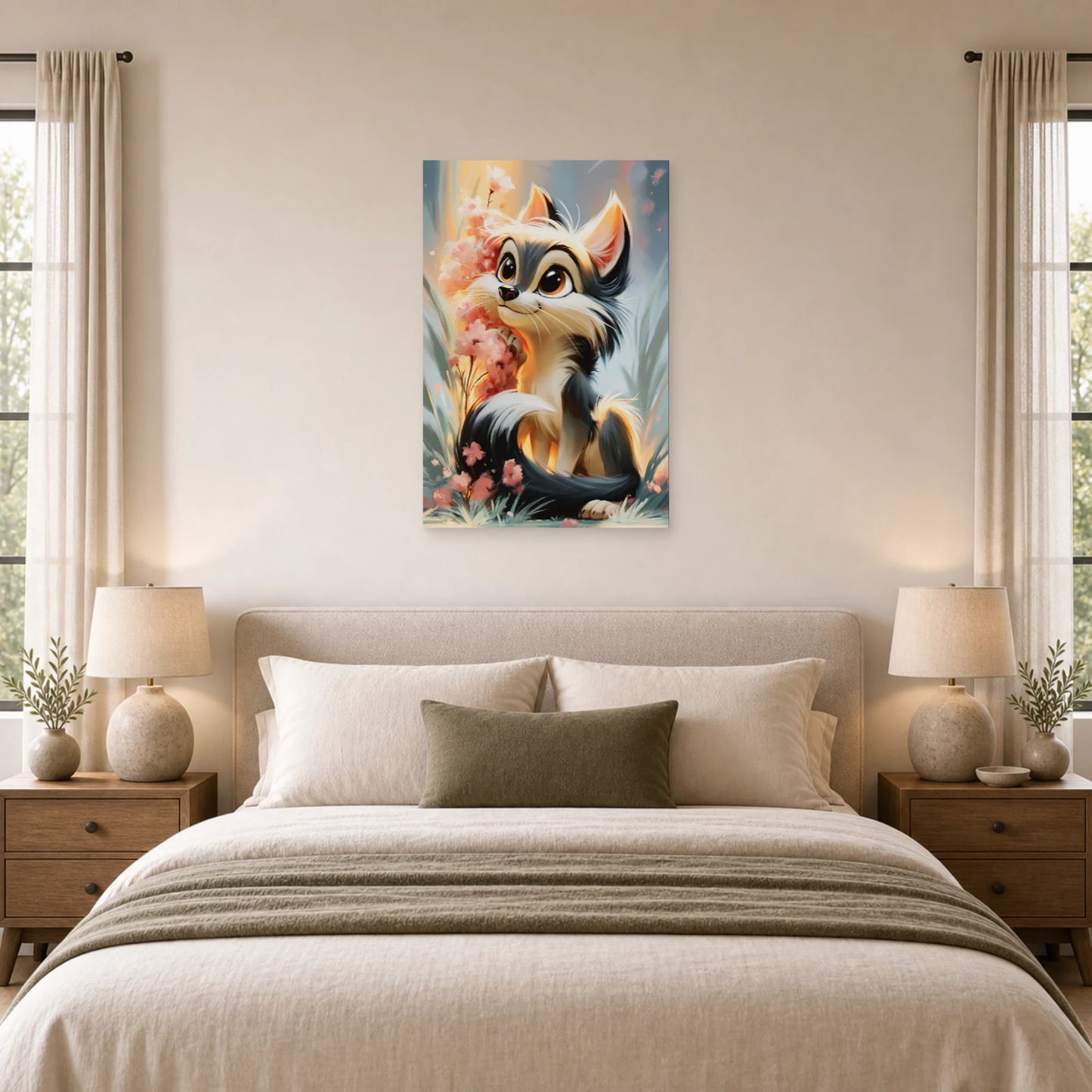Mockup WebP Tableau Louveteau Seul Mignon Chambre Enfant dans une chambre - Art Virtuoso