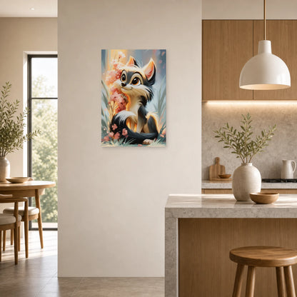 Mockup WebP Tableau Louveteau Seul Mignon Chambre Enfant dans une cuisine - Art Virtuoso