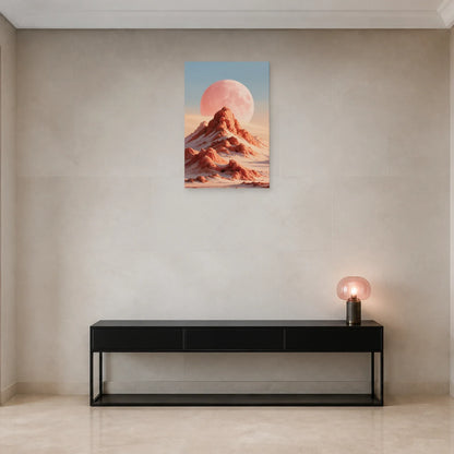 Tableau Lune Rose Abstrait présenté dans une entrée - Art Virtuoso