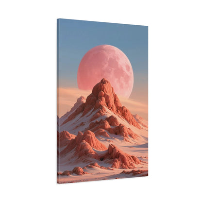 Tableau Lune Rose Abstrait, vue latérale de la toile avec bords imprimés - Art Virtuoso