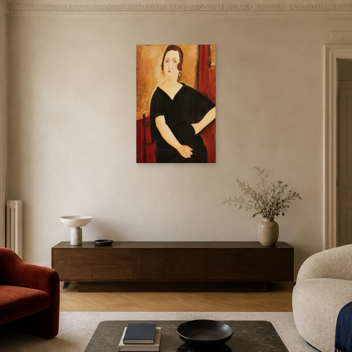 Tableau Madame Amédée (Femme à la cigarette) – Amedeo Modigliani dans un salon - Art Virtuoso