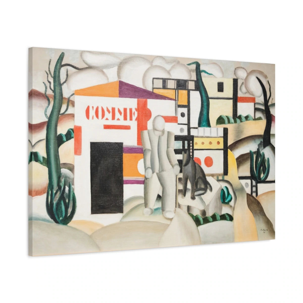 Tableau Maison avec chien – Fernand Léger vue de profil, toile 3D avec bords imprimés