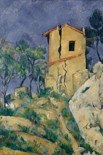 Maison provençale de Cézanne entre arbres verts et rochers clairs, format L