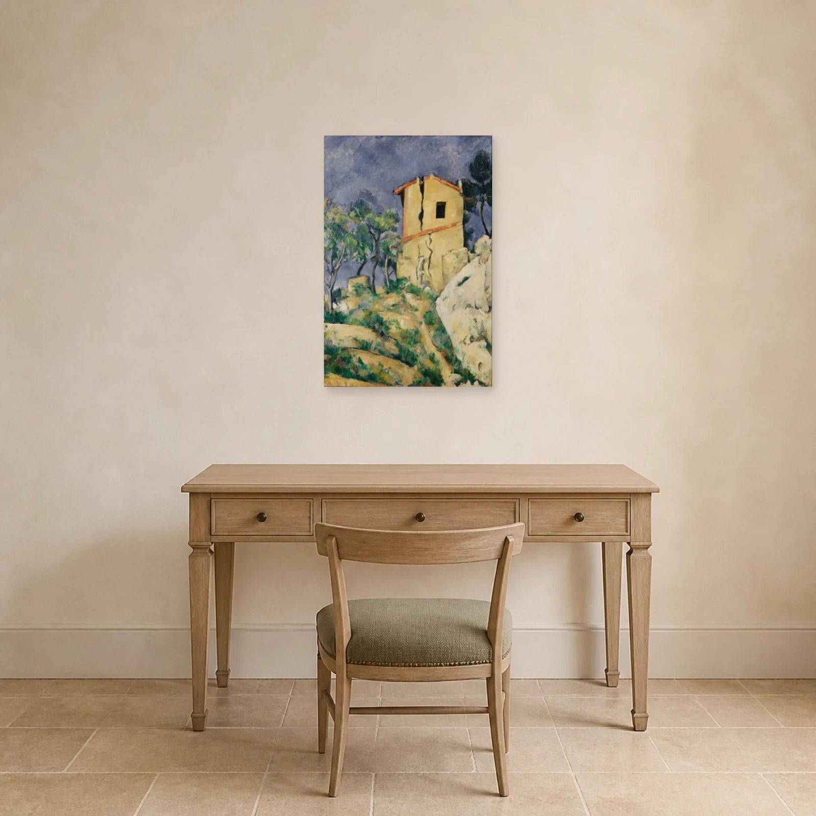 Tableau La Maison aux murs fissurés – Paul Cézanne dans un bureau - Art Virtuoso
