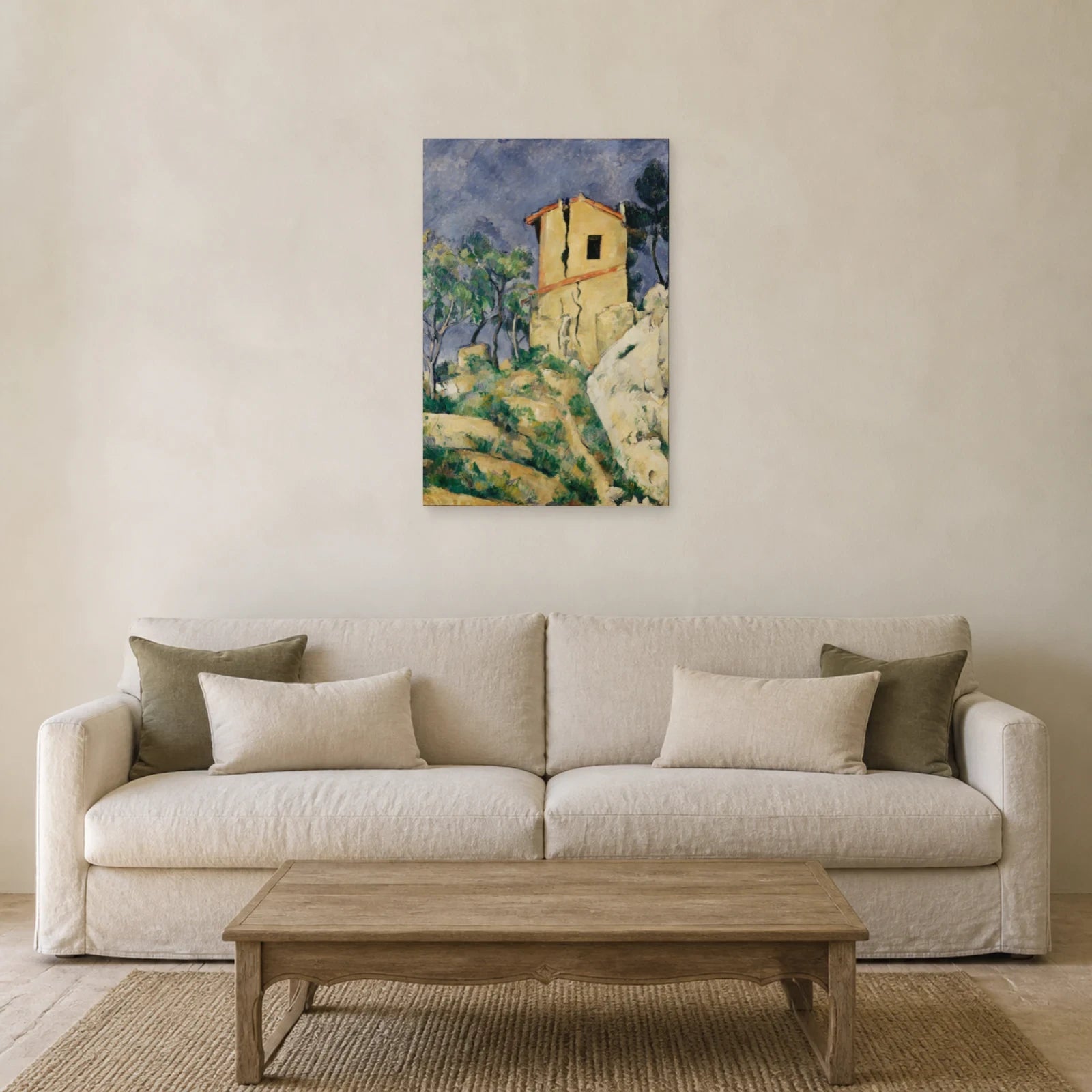 Tableau La Maison aux murs fissurés – Paul Cézanne dans un salon - Art Virtuoso