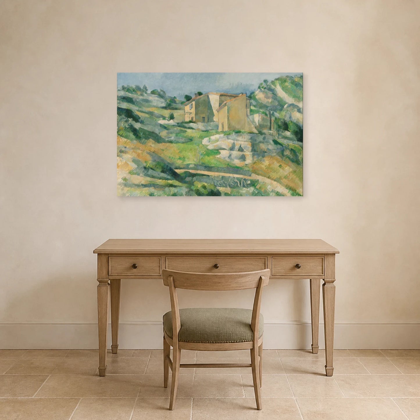 Tableau Maisons en Provence : la vallée du Riaux près de L’Estaque – Paul Cézanne dans un bureau - Art Virtuoso