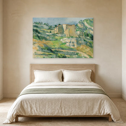Tableau Maisons en Provence : la vallée du Riaux près de L’Estaque – Paul Cézanne dans une chambre - Art Virtuoso