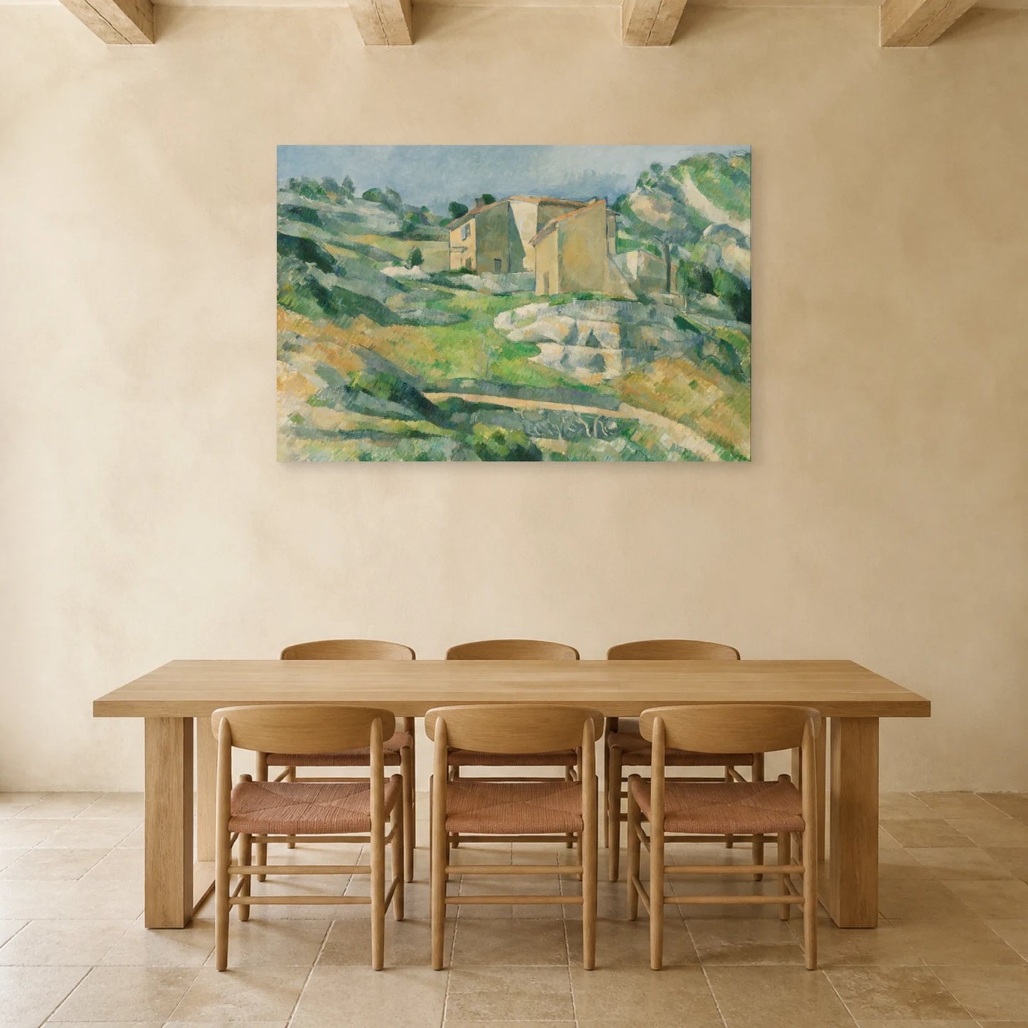 Tableau Maisons en Provence : la vallée du Riaux près de L’Estaque – Paul Cézanne dans une salle à manger - Art Virtuoso