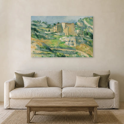 Tableau Maisons en Provence : la vallée du Riaux près de L’Estaque – Paul Cézanne dans un salon - Art Virtuoso