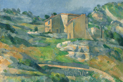 Grand tableau Maisons en Provence aux lignes diagonales et murs de pierre, format XXL