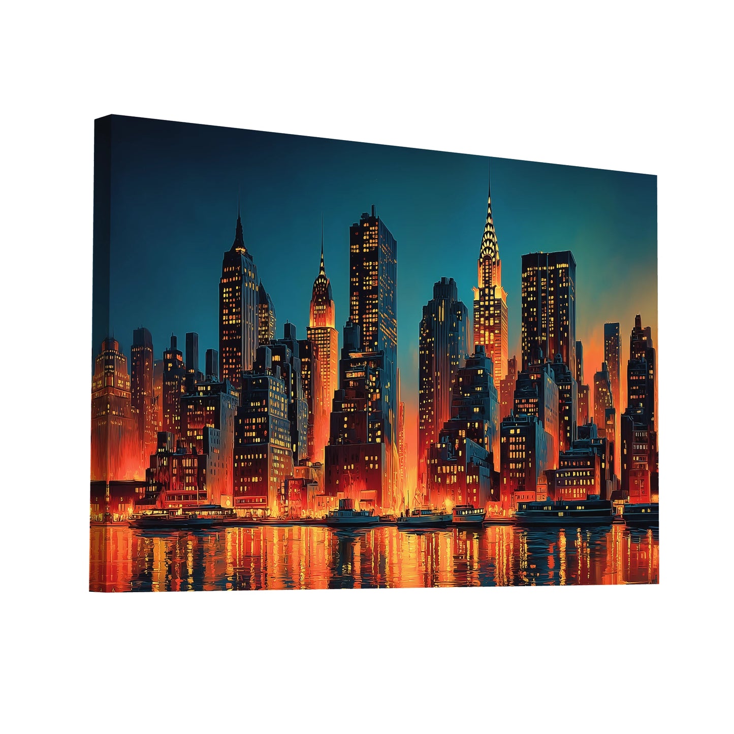 Product Hero 3D WebP Tableau Manhattan : Skyline Doré - Art Virtuoso