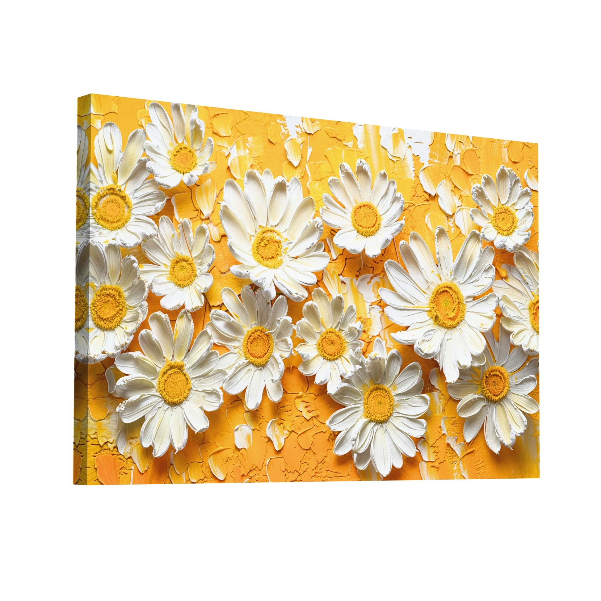 Product Hero 3D WebP Tableau Marguerites sur Fond Jaune - Art Virtuoso