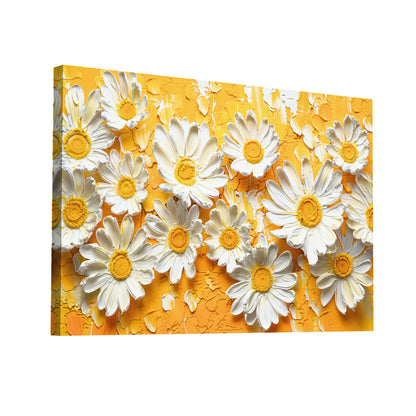 Product Hero 3D WebP Tableau Marguerites sur Fond Jaune - Art Virtuoso