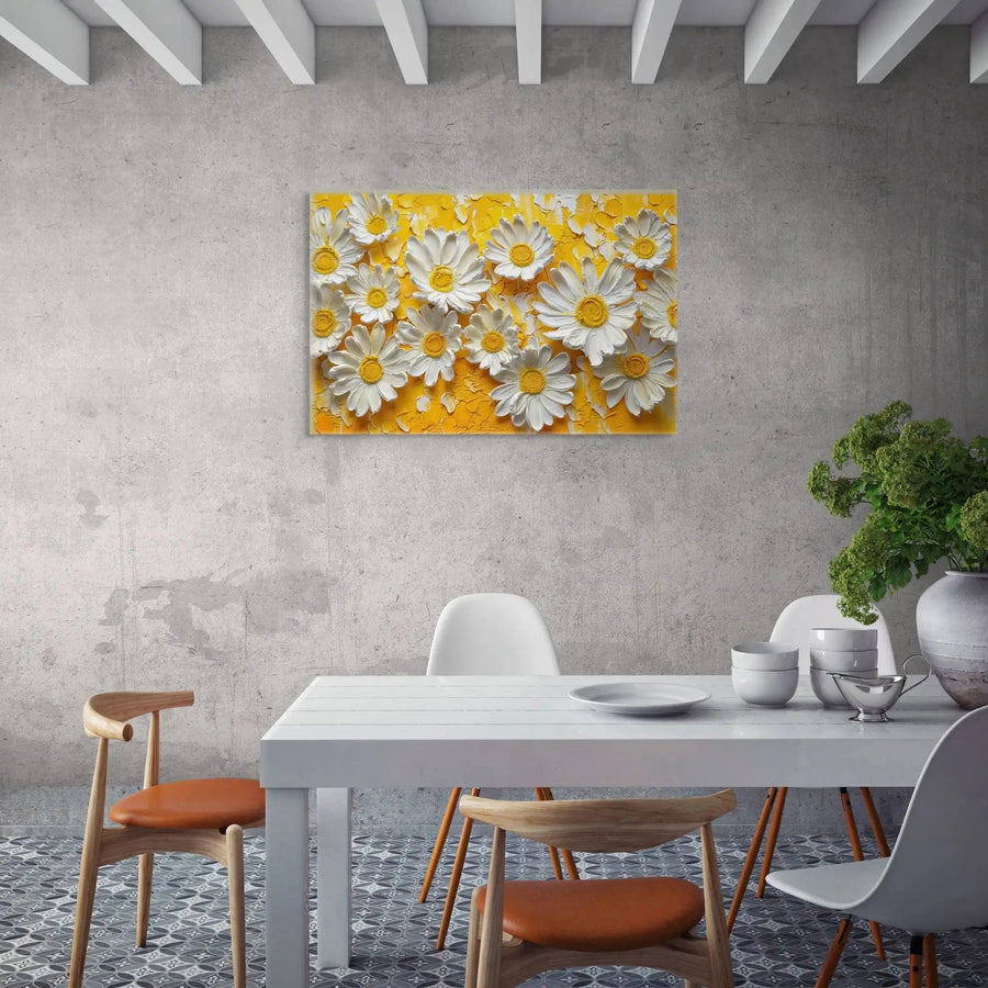 Tableau Marguerites sur Fond Jaune