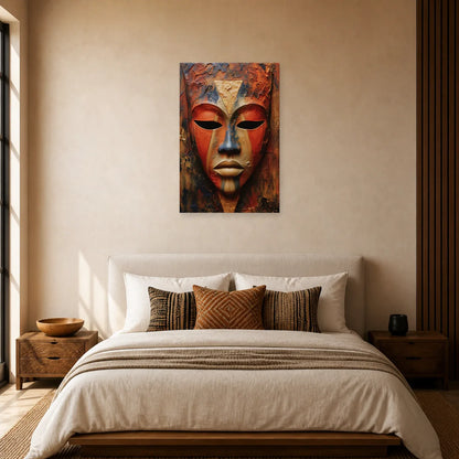 Tableau Masque Africain Terracotta dans une chambre - Art Virtuoso