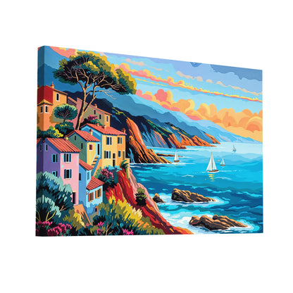 Product Hero 3D WebP Tableau Méditerranée - Bord de Mer Coloré - Art Virtuoso