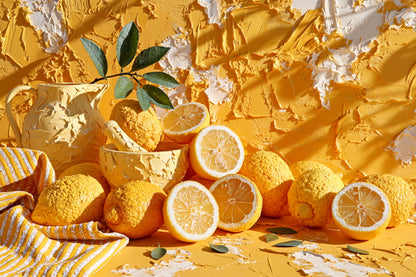 Tableau horizontal format L montrant une abondance de citrons coupés par Art Virtuoso
