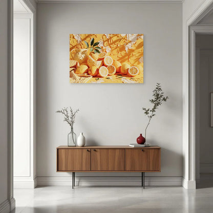 Panorama méditerranéen de citrons jaunes présenté dans une entrée large par Art Virtuoso