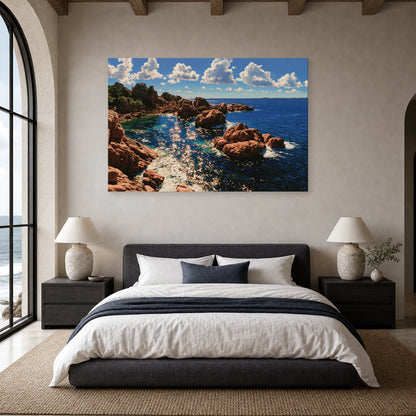 Tableau Mer Bretagne Granit Rose dans une chambre - Art Virtuoso