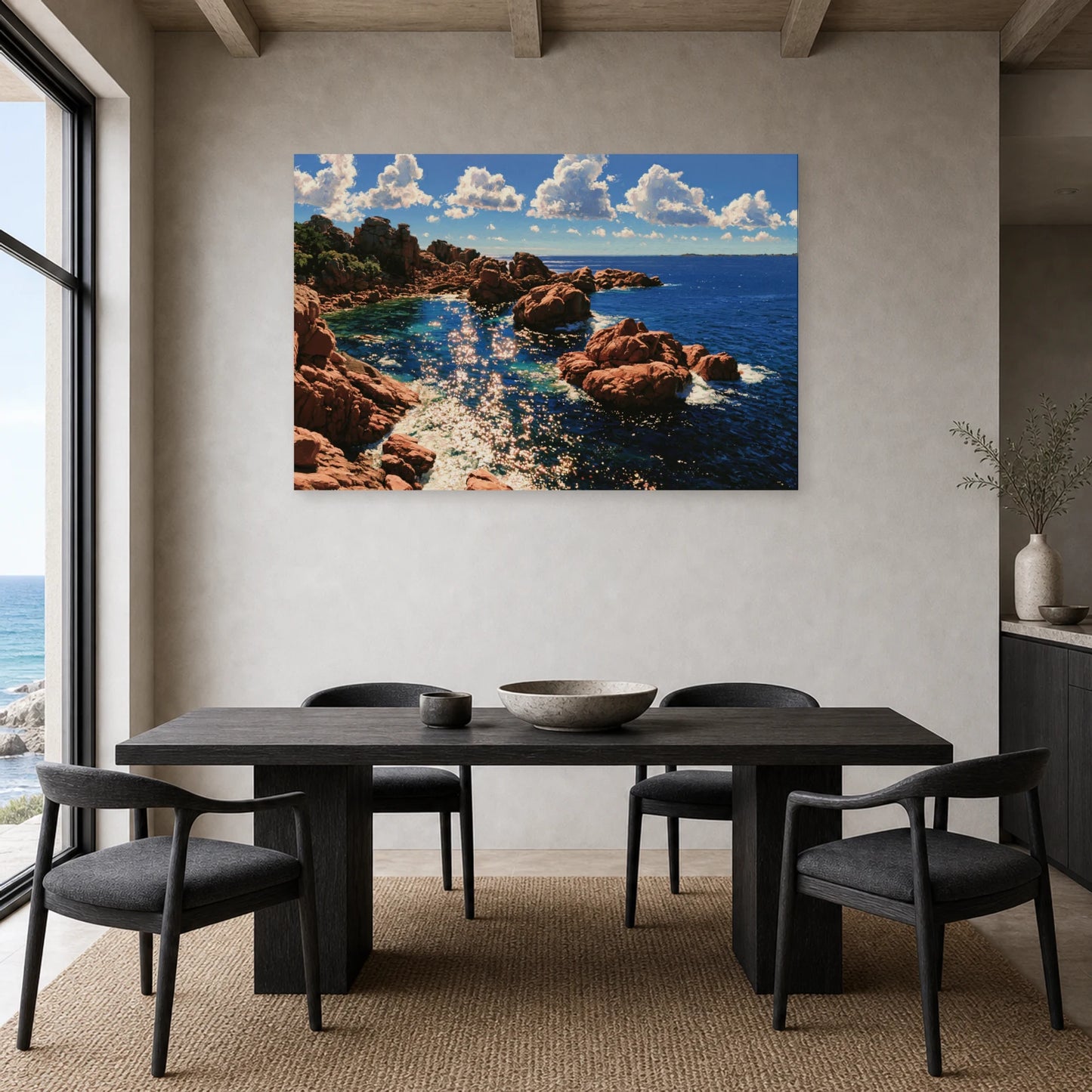Tableau Mer Bretagne Granit Rose dans une cuisine - Art Virtuoso