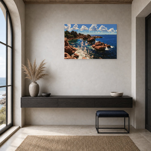 Tableau Mer Bretagne Granit Rose dans une entree ou un couloir - Art Virtuoso