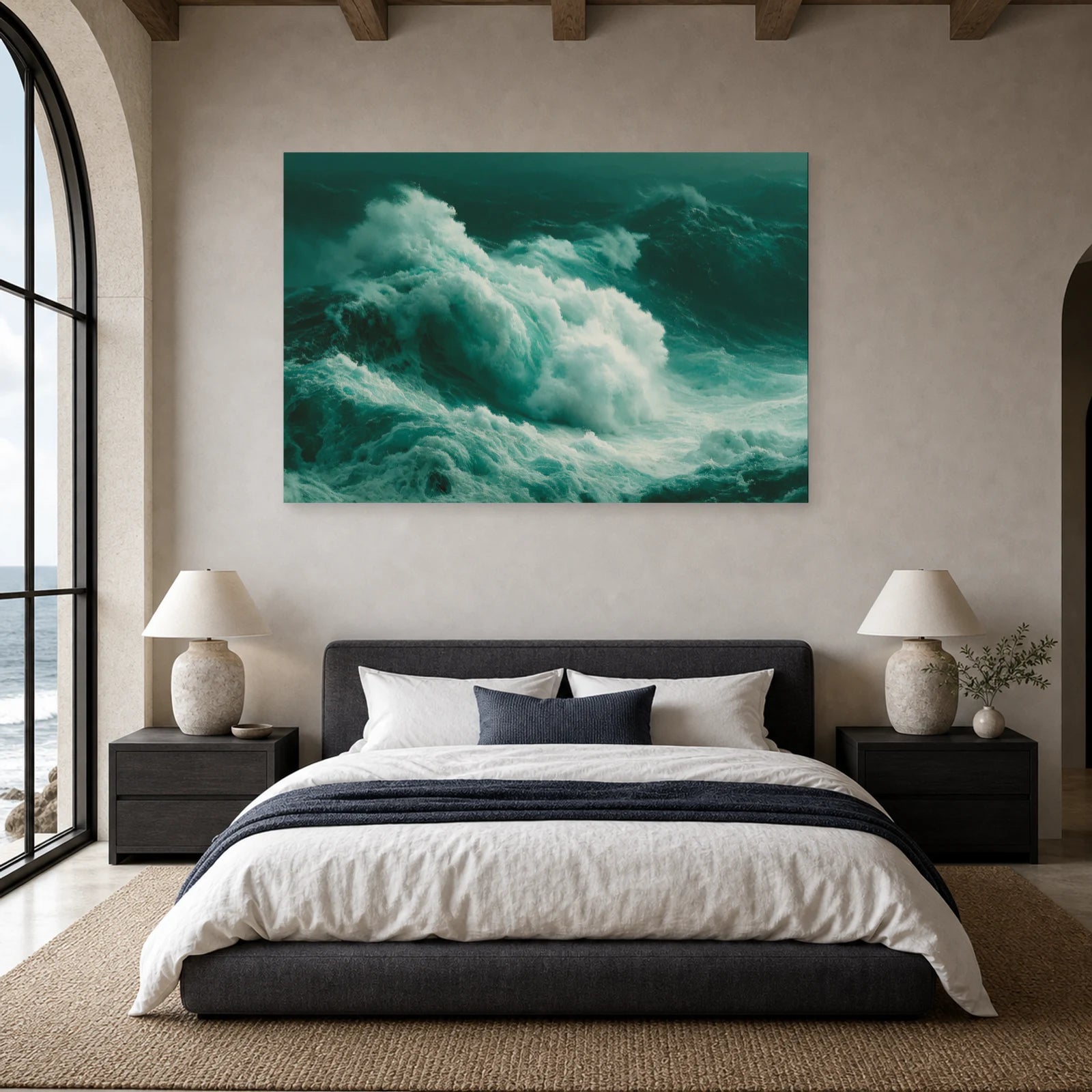 Tableau Mer Dechainee Vague Monumentale dans une chambre - Art Virtuoso
