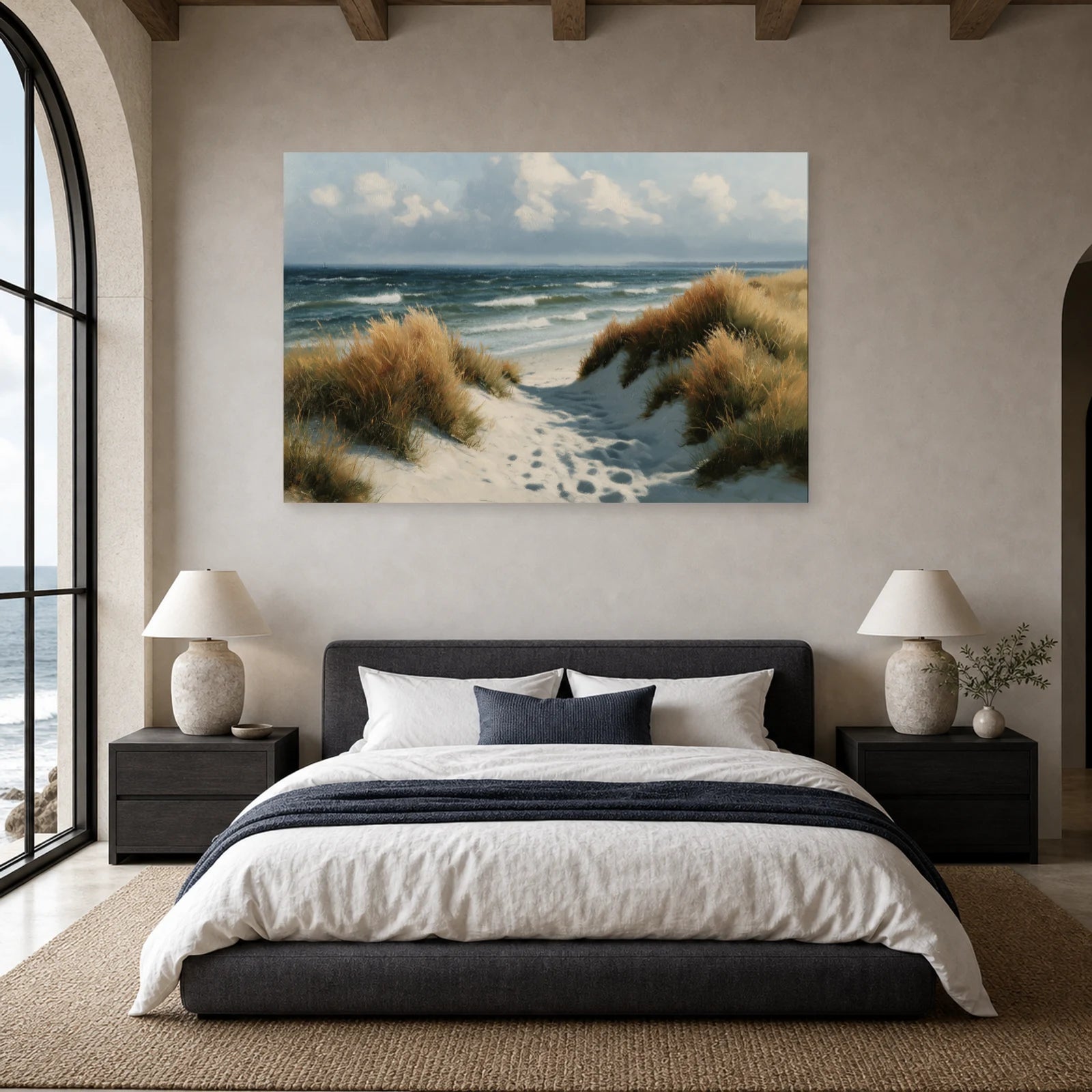 Tableau Mer Du Nord Dunes Grises dans une chambre - Art Virtuoso