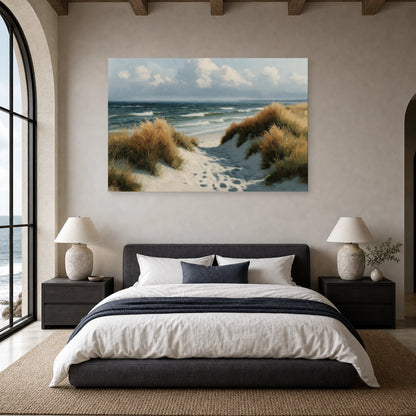Tableau Mer Du Nord Dunes Grises dans une chambre - Art Virtuoso
